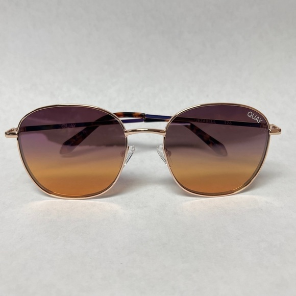 Quay Australia Jezabell Oversized Round Sunglasses Gold Purple Ombré - Picture 5 of 8